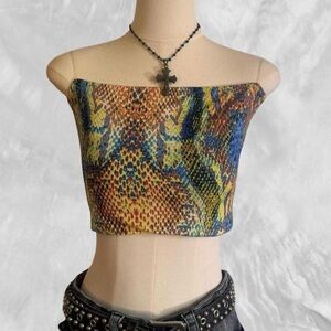 Colorful Snake Print Tube Top – Size S